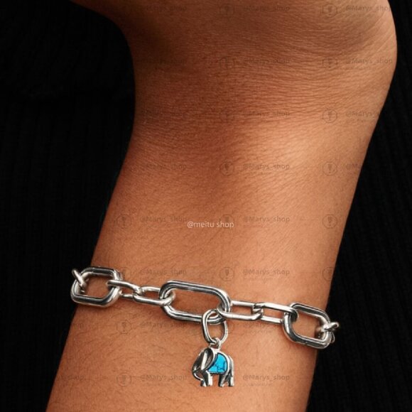 Pandora Turquoise-coloured Elephant Mini Dangle Charm - Picture 4 of 6